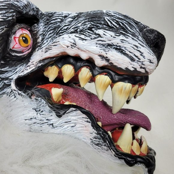 Werewolf Wolf Monster Halloween Rubber Mask White Black Gray Faux Fur 2018 - Picture 4 of 9